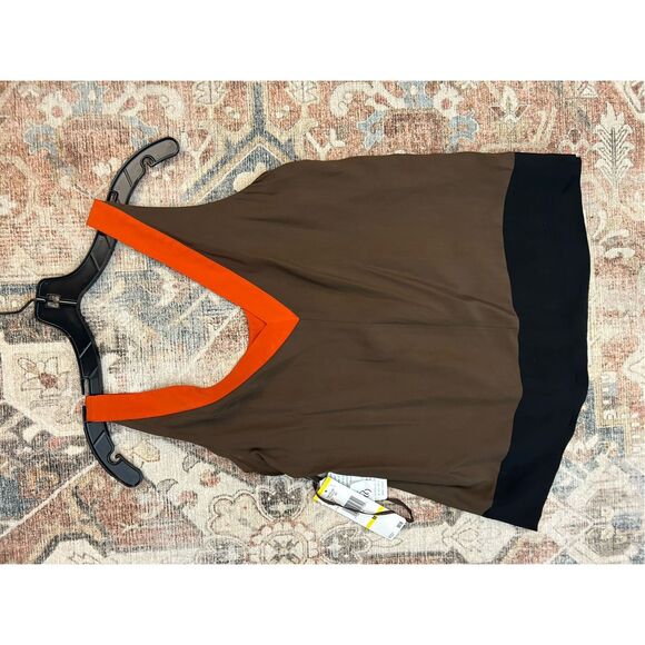 Nine West NWT Silk Brown Orange Black Sleeveless Blouse, Sz Medium, MSRP $69 - Picture 6 of 8